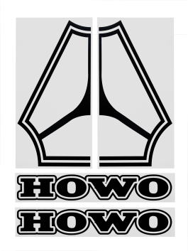 Наклейки на грузовую машину HOWO вырезанные Черные (45х34 см), комплект на две стороны Наклейки на грузовую машину HOWO вырезанные Черные (45х34 см), комплект на две стороны