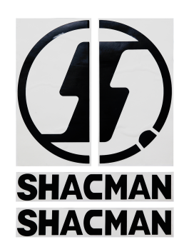 Наклейки на автомобиль SHACMAN вырезанные Черные (45х34 см), комплект на две стороны Наклейки на автомобиль SHACMAN вырезанные Черные (45х34 см), комплект на две стороны