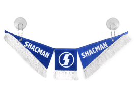 Вымпел тройной автомобильный SHACMAN на присосках (47х12 см) синий фон Вымпел тройной автомобильный SHACMAN на присосках (47х12 см) синий фон