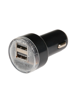 Зарядка в прикуриватель автомобиля с 2 USB разъемами (коротыш) 1А 1А 