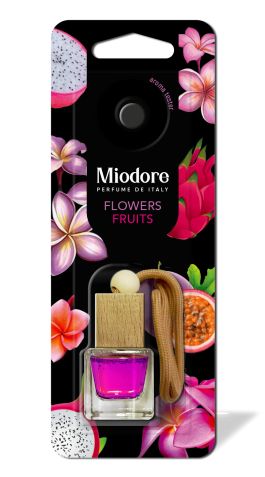 Ароматизатор воздуха автомобильный MIODORE подвесной флакон с крышкой FLOWERS-FRUITS (ЦВЕТЫ И ФРУКТЫ)