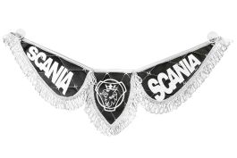 Вымпел тройной SCANIA эко-кожа черный с белым (на присосках) Вымпел тройной SCANIA эко-кожа черный с белым (на присосках)