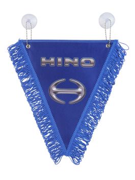 Вымпел автомобильный HINO с бахромой (20х26 см) синий фон Вымпел автомобильный HINO с бахромой (20х26 см) синий фон