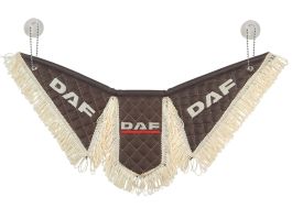 Вымпел автомобильный Тройной DAF (экокожа с вышивкой) коричневая кожа и бежевая бахрома (11908) Вымпел автомобильный Тройной DAF (экокожа с вышивкой) коричневая кожа и бежевая бахрома (11908)