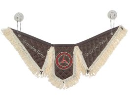 Вымпел автомобильный Тройной MERCEDES (экокожа с свышивкой) коричневая кожа и бежевая бахрома (11911) Вымпел автомобильный Тройной MERCEDES (экокожа с свышивкой) коричневая кожа и бежевая бахрома (11911)