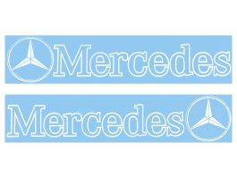 Наклейки MERCEDES вырезанные (14х66 см) Белые (комплект 2 шт.) 