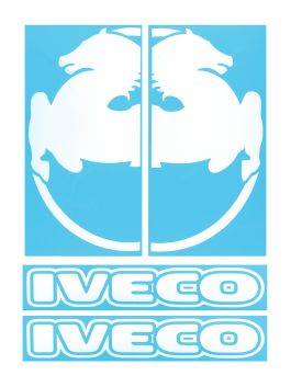 Наклейки на машину IVECO вырезанные (8,5х50 см) Белые (комплект 2 шт.) 