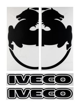 Наклейки на машину IVECO вырезанные (8,5х50см) Черные (комплект 2 шт.) 