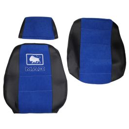 Чехлы эконом МАЗ ПРОСТОР, 2 ремня (М03), черная кожа синяя антара