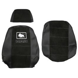 Чехлы эконом МАЗ ПРОСТОР, 2 ремня (М03), черная кожа  черная антара , 09215