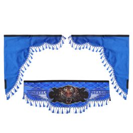 Ламбрекен лобового стекла с боковыми шторкамиТигр синий Ламбрекен лобового стекла с боковыми шторкамиТигр синий