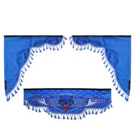 Ламбрекен лобового стекла с боковыми шторками Волк синий Ламбрекен лобового стекла с боковыми шторками Волк синий