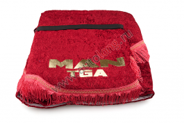 Шторы комплект MAN TGA XL Красные (шторы на лобовое   спальник, ламбрекен на лобовое   спальник)