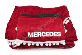 Шторы в кабину комплект MERCEDES Красные (шторы на лобовое   спальник, ламбрекен на лобовое   спальник)