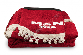 Шторы комплект для MAN TGA XXL Красные (шторы на лобовое и на спальник, ламбрекен на лобовое и на спальник)
