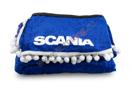 Шторы комплект SCANIA 3 Синие (шторы на лобовое и спальник, ламбрекен на лобовое и спальник)