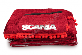 Шторы комплект SCANIA 3 Красные (шторы на лобовое и спальник, ламбрекен на лобовое и спальник) Шторы комплект SCANIA 3 Красные (шторы на лобовое и спальник, ламбрекен на лобовое и спальник)