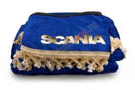 Шторы комплект SCANIA 4 Синие (шторы на лобовое и спальник, ламбрекен на лобовое и спальник)
