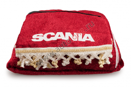 Шторы комплект SCANIA 4 Красные (шторы на лобовое и спальник, ламбрекен на лобовое и спальник)