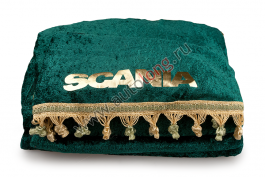Шторы комплект SCANIA 4 Зеленые (шторы на лобовое и спальник, ламбрекен на лобовое и спальник)