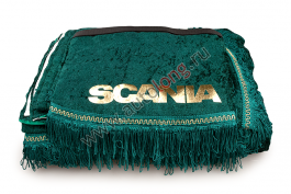 Шторы комплект SCANIA 5 Зеленые (шторы на лобовое и спальник, ламбрекен на лобовое и спальник)