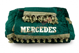 Шторы комплект для MERCEDES Зеленые (шторы на лобовое и спальник, ламбрекен на лобовое и спальник)