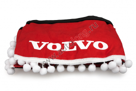 Ламбрекен лобового стекла и угол на грузовик VOLVO (польская ткань) Красный с белым