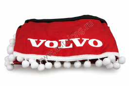 Ламбрекен лобового стекла и угол на грузовик VOLVO (польская ткань) Красный с белым Ламбрекен лобового стекла и угол на грузовик VOLVO (польская ткань) Красный с белым