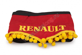Ламбрекен лобового стекла и угол на грузовик RENAULT (польская ткань) Красный с желтой бахромой Ламбрекен лобового стекла и угол на грузовик RENAULT (польская ткань) Красный с желтой бахромой