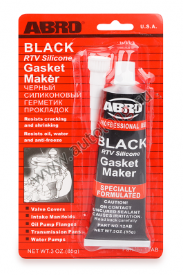 Черный силиконовый герметик прокладок ABRO 12ABCHR
