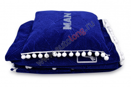 Шторы синие для MAN TGX комплект   подушка   покрывало   люк