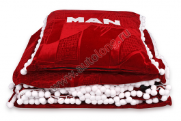 Шторы красные для MAN TGX комплект   подушка   покрывало   люк