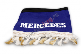 Ламбрекен лобового стекла и угол Mercedes (польская ткань) Синий с бело-золотой бахромой Ламбрекен лобового стекла и угол Mercedes (польская ткань) Синий с бело-золотой бахромой