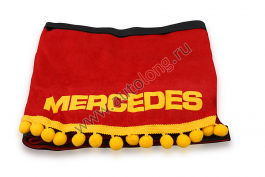 Ламбрекен лобового стекла   угол Mercedes (польская ткань) Красный с желтым