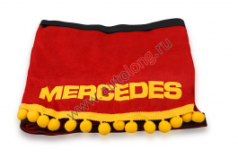 Ламбрекен лобового стекла угол Mercedes (польская ткань) Красный с желтым Ламбрекен лобового стекла угол Mercedes (польская ткань) Красный с желтым