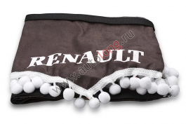 Ламбрекен лобового стекла и угол Renault (польская ткань) Серый с белой бахромой Ламбрекен лобового стекла и угол Renault (польская ткань) Серый с белой бахромой