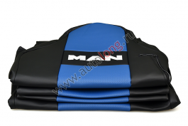Чехлы сиденья из экокожи для MAN TGX (1 ремень) цвет черный   синий