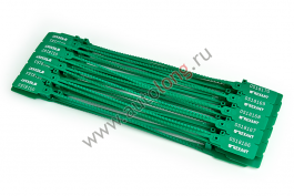 Пломба пластиковая, номерная, 255 мм, Зеленая REXANT (50 шт.)