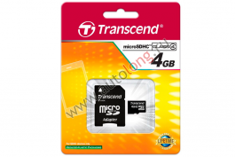 Карта памяти microSD 4GB Transcend microSDHC Class 4 (с SD адаптером)