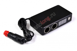 Вольтметр бортовой сети, 2 гнезда, 2 USB, Вольтметр бортовой сети, 2 гнезда, 2 USB,