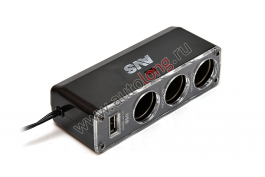 Разветвитель прикуривателя 3-х фазный   USB 12-24V AVS CS313U